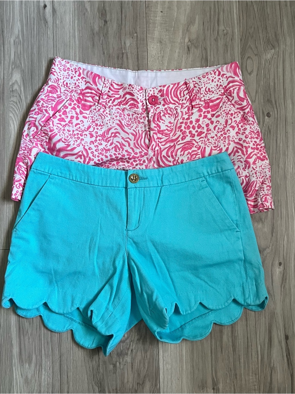 Lilly Pulitzer Pink Printed Short & Turquoise Scallop-Hem Short - Women's Pack